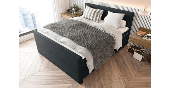 BOXSPRINGBETT 180/200 cm  in Anthrazit  - Anthrazit/Schwarz, KONVENTIONELL, Textil/Metall (180/200cm) - Carryhome