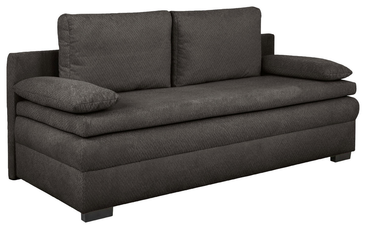 SCHLAFSOFA  mit Liegefunktion, Schlafen auf Sitzhöhe, Rücken echt Struktur Schwarz  - Schwarz, KONVENTIONELL, Kunststoff/Textil (195/93/83cm) - Carryhome