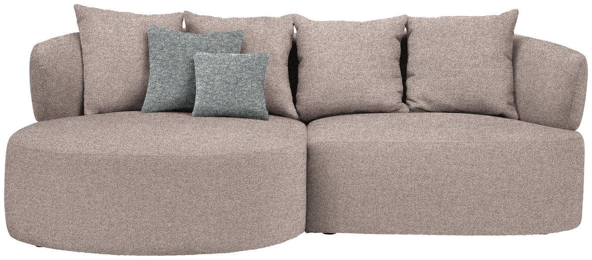 ECKSOFA in Flachgewebe Hellbraun  166/235 cm  - Hellbraun/Schwarz, MODERN, Kunststoff/Textil (166/235cm) - Hom`in