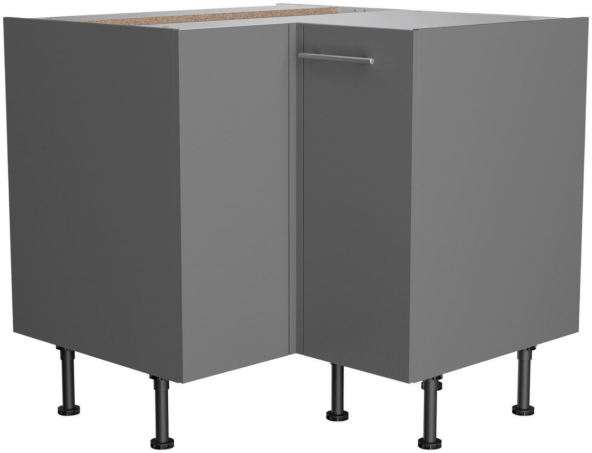 ECKKÜCHE 200/270 cm  in Grau  - Edelstahlfarben/Anthrazit, Basics, Holzwerkstoff/Metall (200/270cm) - Optifit