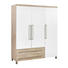 BABYKLEIDERSCHRANK Lennox - Eichefarben/Silberfarben, KONVENTIONELL, Holzwerkstoff/Metall (164/198,3/55,9cm) - Paidi