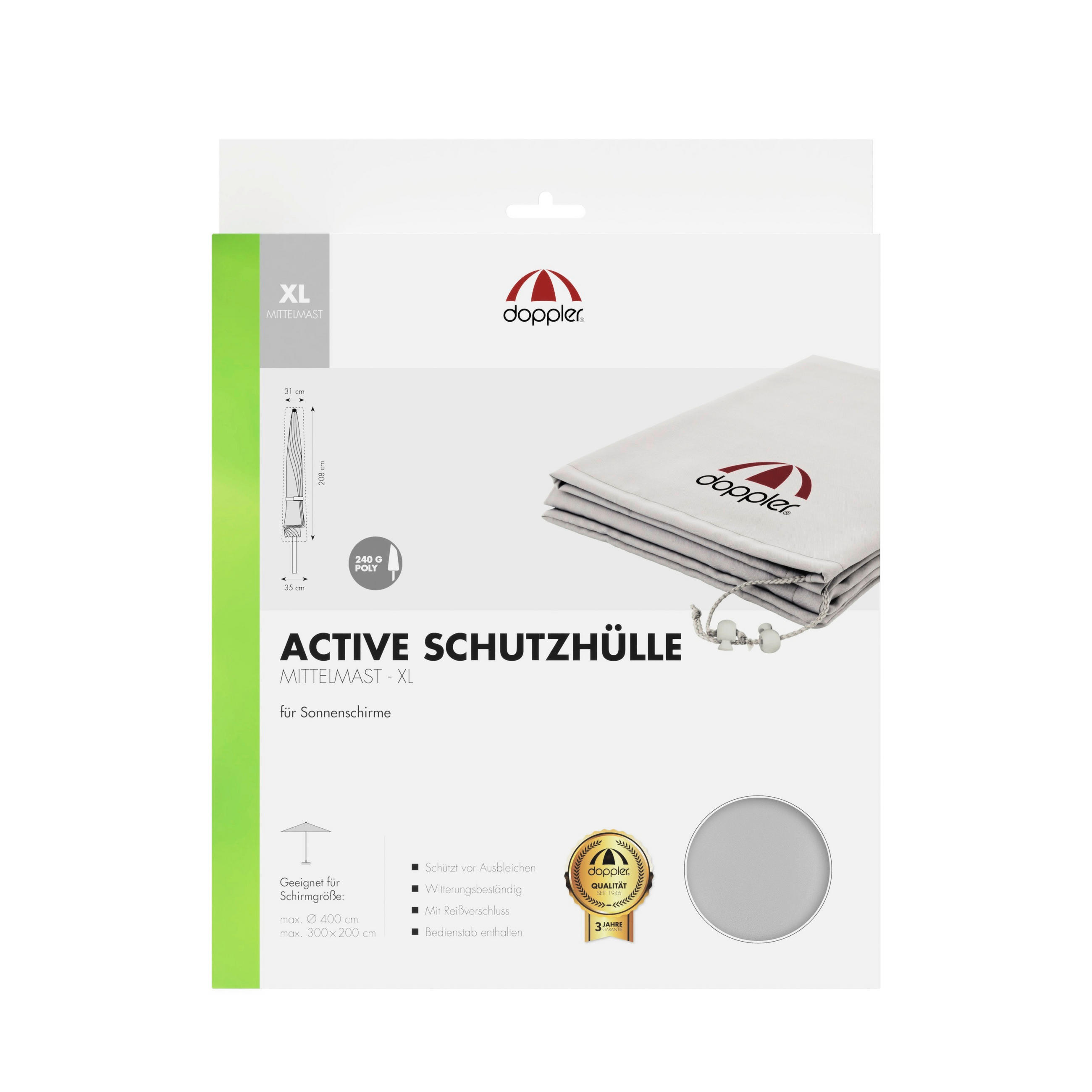 SCHIRMHÜLLE - Hellgrau, Basics, Textil (208/35/31cm) - Doppler