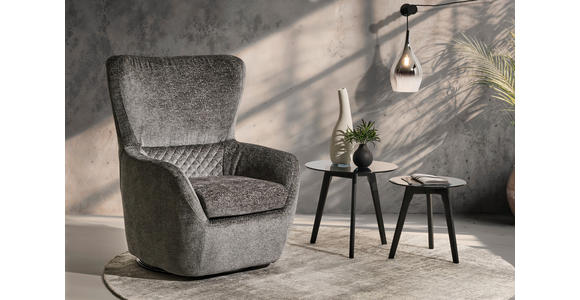 SESSEL in Chenille Anthrazit - Anthrazit/Schwarz, Design, Textil/Metall (80/100/85cm) - Carryhome