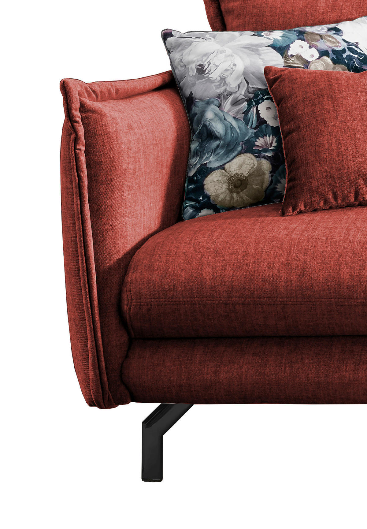 ECKSOFA in Velours Koralle  - Türkis/Koralle, Modern, Textil/Metall (255/180cm) - Livetastic