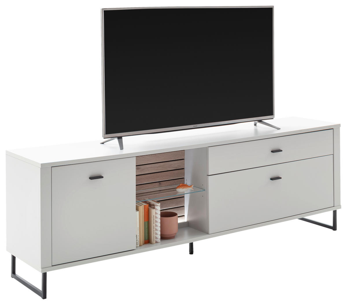 LOWBOARD  in 210/69/44 cm  - Eichefarben/Anthrazit, Design, Glas/Holzwerkstoff (210/69/44cm) - Stylife