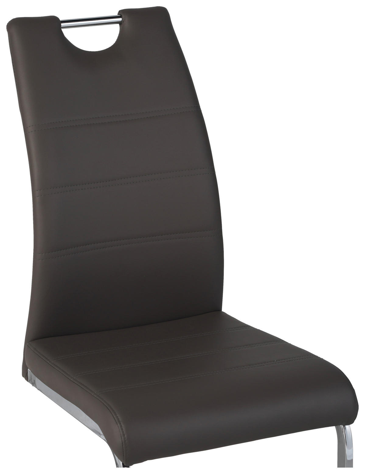 SCHWINGSTUHL  in Stahl Lederlook  - Taupe/Chromfarben, Design, Textil/Metall (42/99/56cm) - P & B