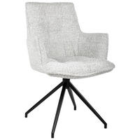 ARMLEHNSTUHL  Sitzfläche 360° drehbar, automatische Rückholfunktion Chenille  Grau, Schwarz  - Schwarz/Grau, Design, Textil/Metall (59/89,5/63cm) - Novel