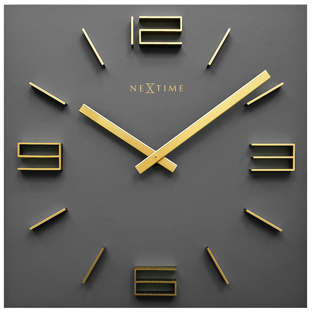 Nextime Wanduhr Grau, Gold 34.5x34.5x4 cm