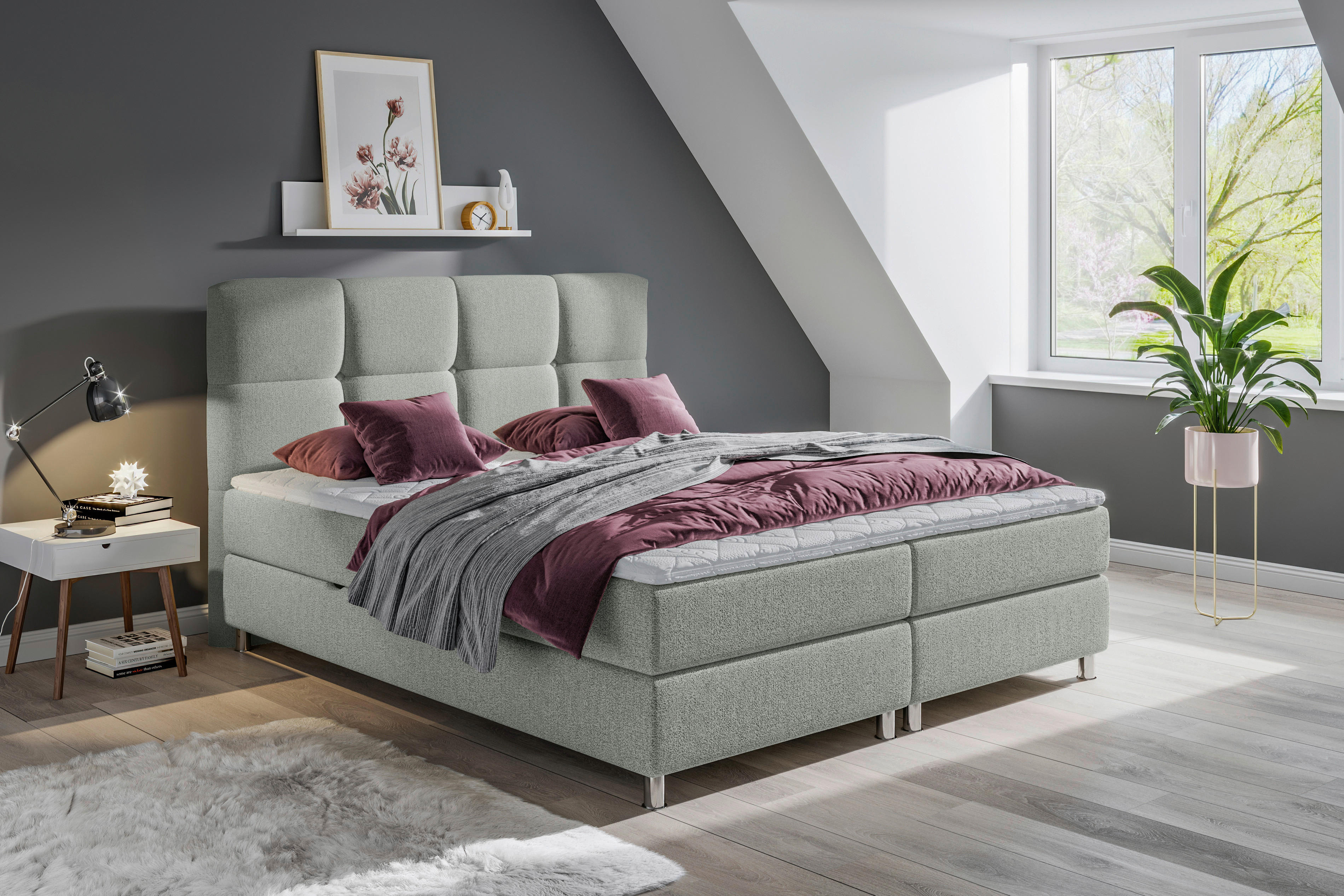 BOXBETT 140/200 cm  in Mintgrün  - Chromfarben/Mintgrün, Design, Textil/Metall (140/200cm) - Ti'me