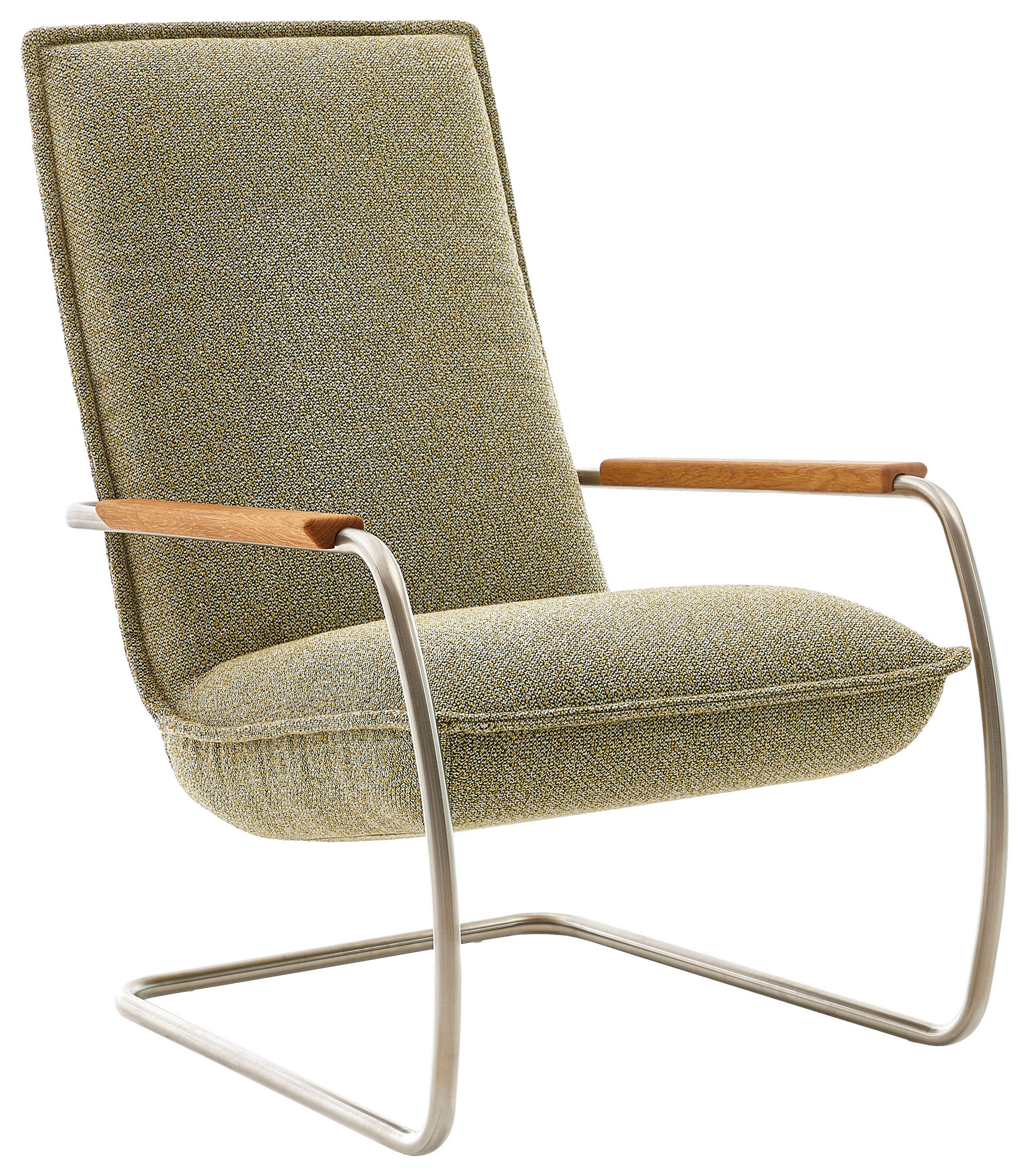 SESSEL in Flachgewebe Hellgrün  - Edelstahlfarben/Eichefarben, Design, Holz/Textil (76/105/87cm) - Livetastic