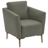 SESSEL in Echtleder Grau  - Eichefarben/Beige, Natur, Leder/Holz (75/84/76cm) - Valnatura