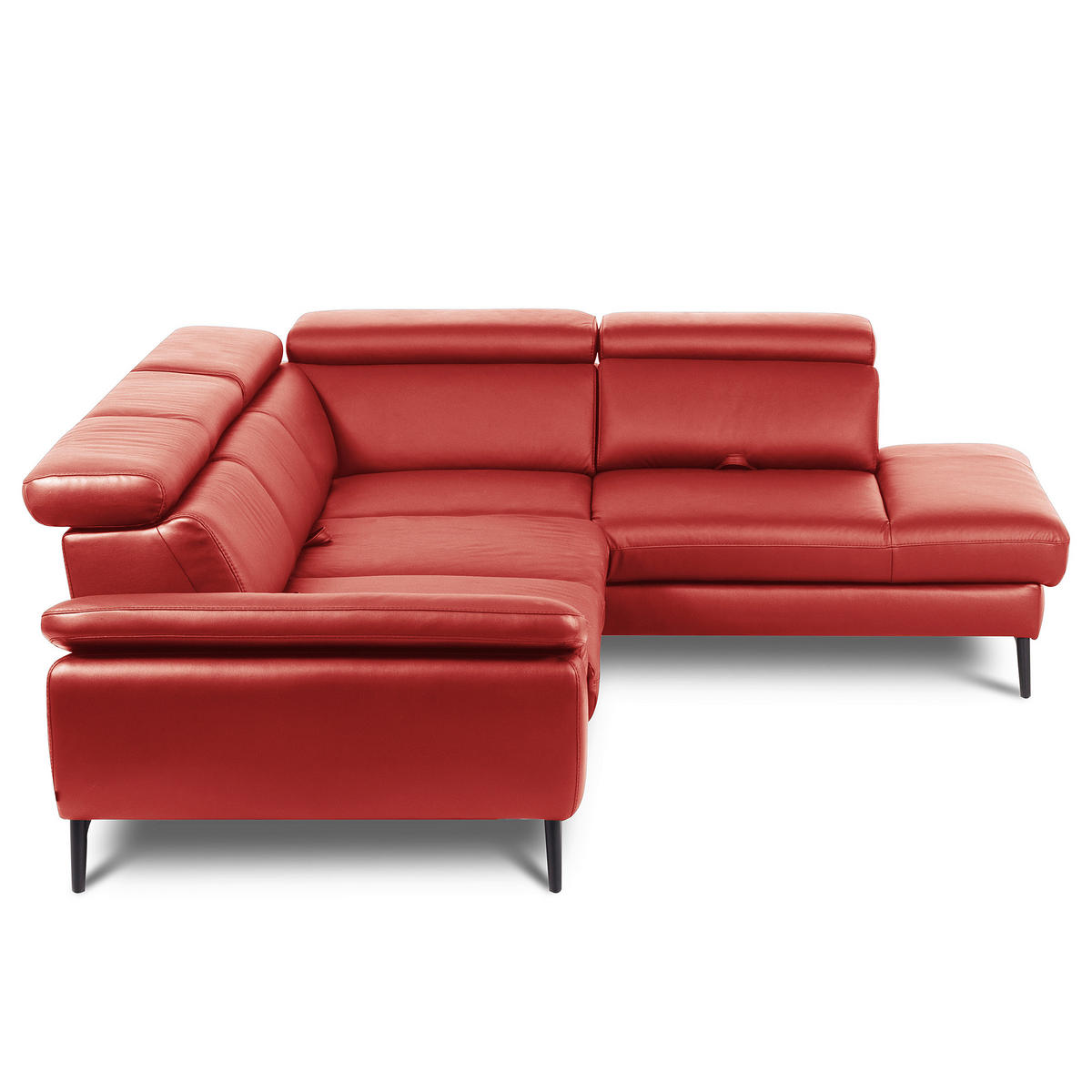 ECKSOFA  in Lederlook Echtleder Rot  274/220 cm  - Rot/Schwarz, Design, Leder/Textil (274/220cm) - Livetastic