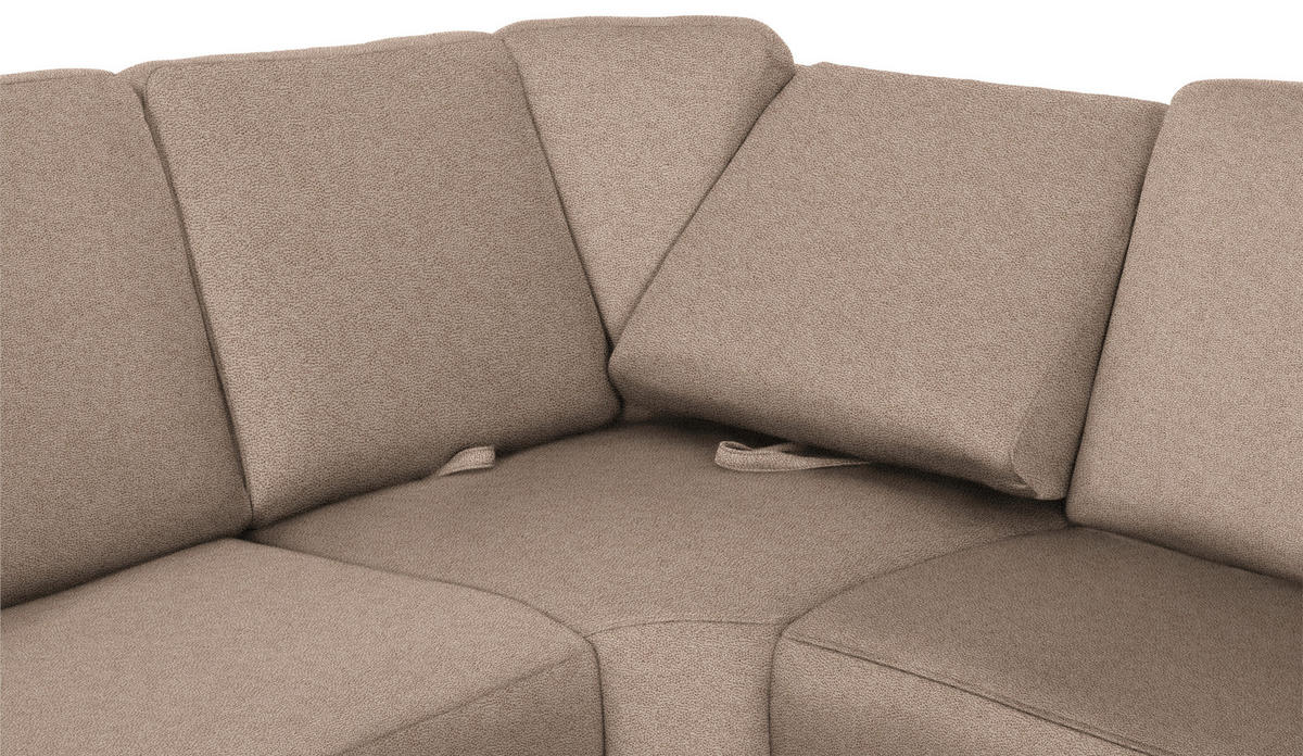 WOHNLANDSCHAFT in Flachgewebe Sandfarben  - Sandfarben/Chromfarben, Konventionell, Textil/Metall (240/330/163cm) - Beldomo System