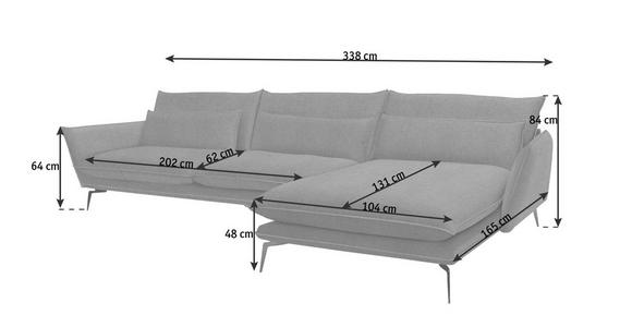 ECKSOFA in Webstoff Anthrazit  - Anthrazit/Schwarz, Design, Textil/Metall (338/165cm) - Hom`in