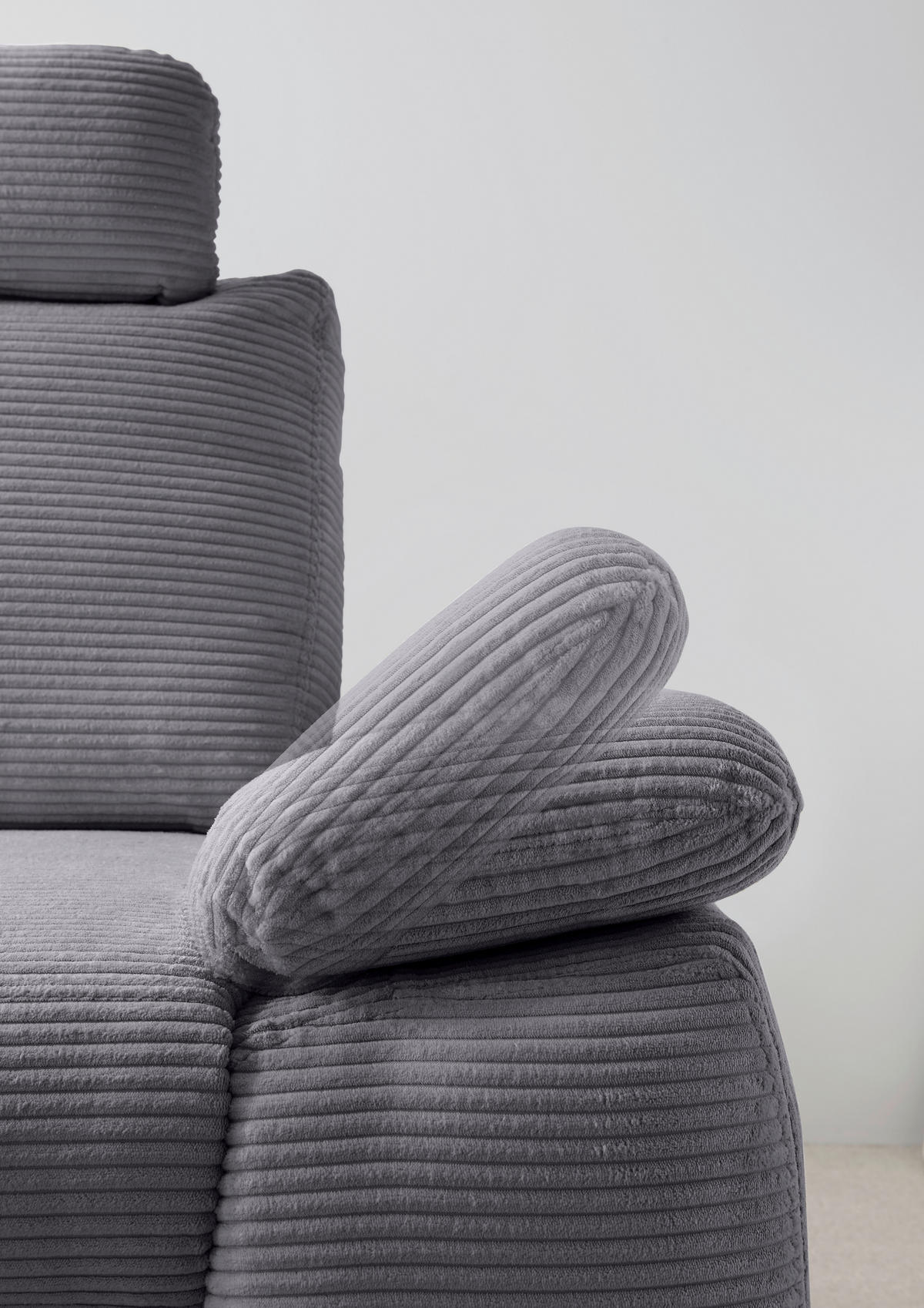 ECKSCHLAFSOFA in Cord Grau  - Wildeiche/Grau, Modern, Holz/Textil (206/261cm) - Livetastic