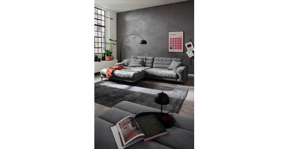 ECKSOFA in Cord Dunkelgrau  - Dunkelgrau/Schwarz, Design, Textil/Metall (207/296cm) - Dieter Knoll