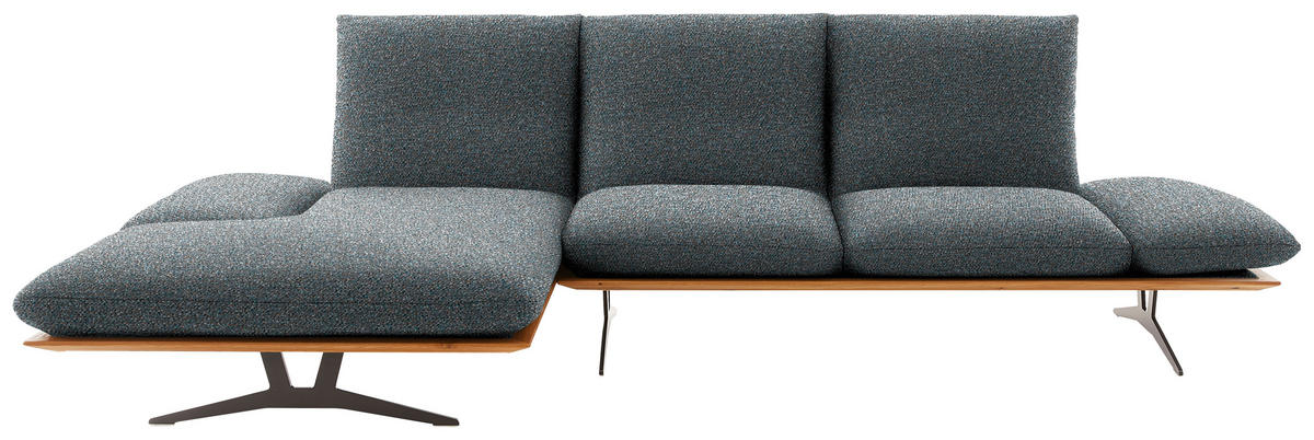 ECKSOFA in Flachgewebe Blaugrau  159/314 cm  - Blaugrau/Schwarz, Design, Holz/Textil (159/314cm) - Dieter Knoll