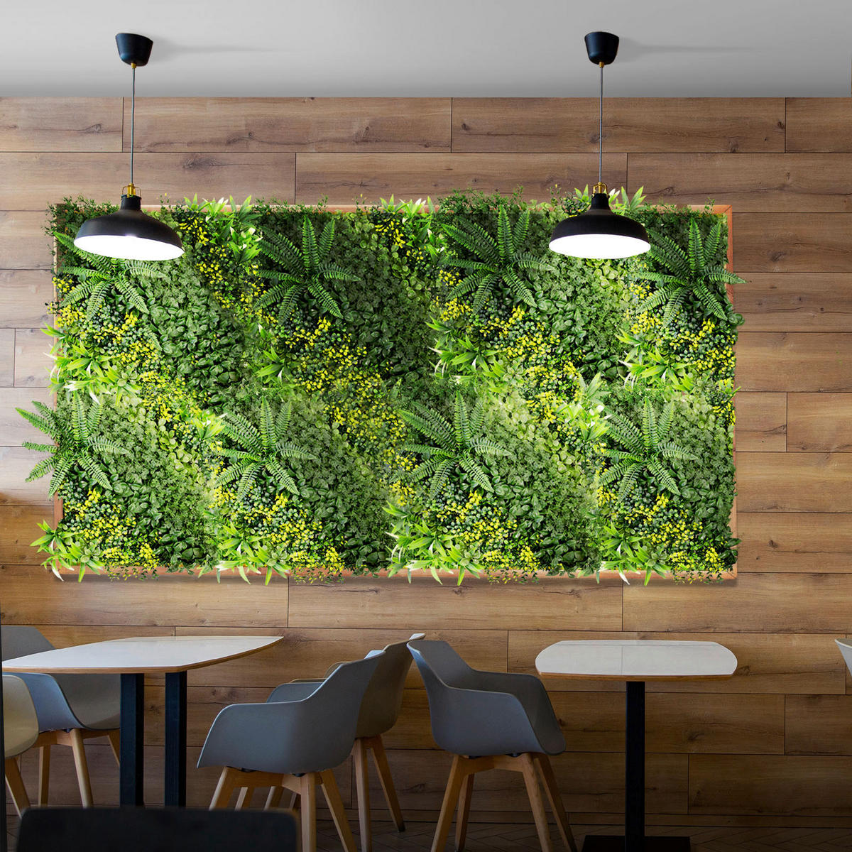 Wandverkleidung Pflanzenwand Kunststoff  - Dunkelgrün/Gelb, Trend, Kunststoff (50/50cm) - Floordirekt