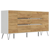 SIDEBOARD Posseik Industrial 199/93,6/42 cm 6 Schublade(n)  - Eichefarben/Weiß Hochglanz, Design, Holzwerkstoff/Metall (199/93,6/42cm) - P & B