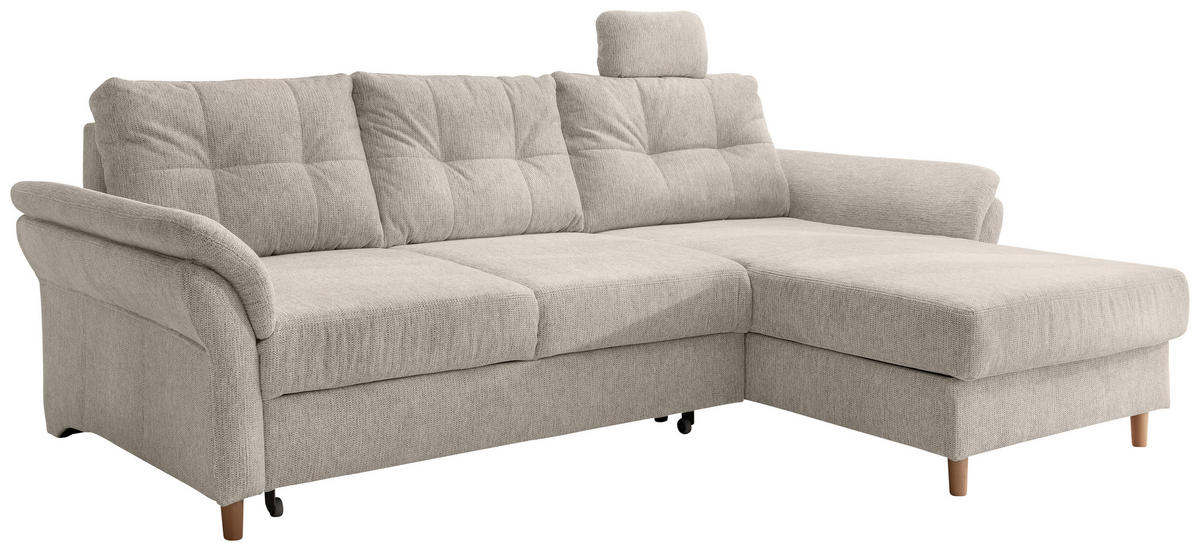ECKSOFA in Chenille Beige  - Beige/Naturfarben, Modern, Holz/Textil (250/176cm) - Livetastic