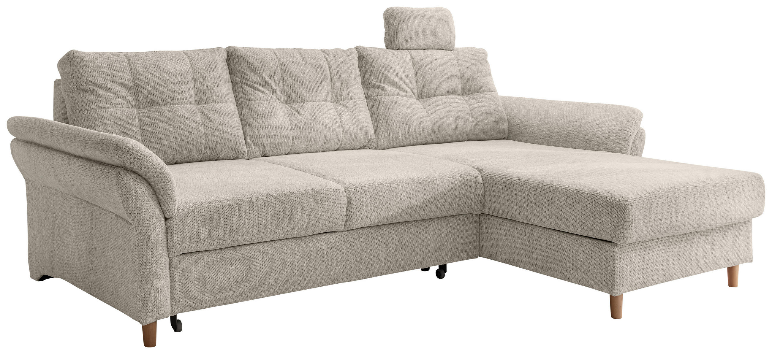 Thumbnail - Livetastic Ecksofa, Beige, Textil, Buche, 4-Sitzer, Füllung: Schaumstoff, Ottomane rechts, L-Form, 250x176 cm, Liegefunk...