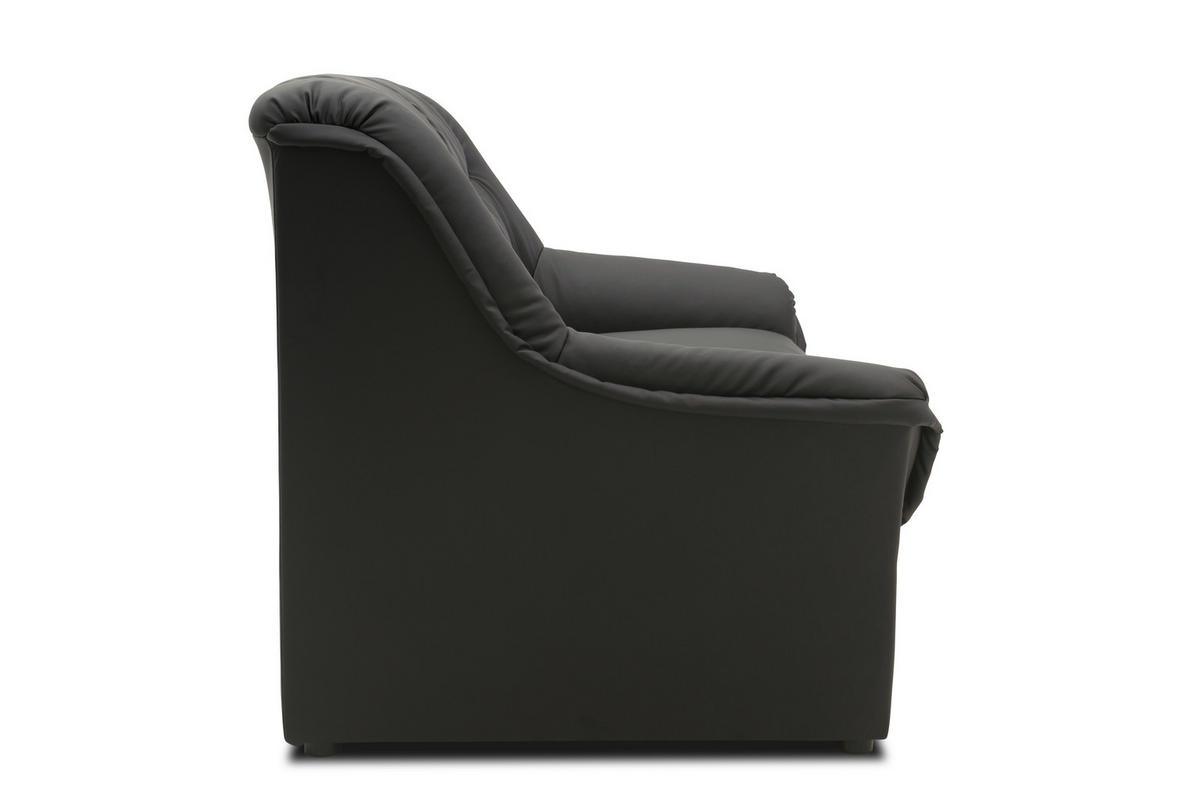2-SITZER-SOFA BERLIN FK Lederlook Schwarz  - Schwarz, KONVENTIONELL, Kunststoff/Textil (143/89/90cm) - MID.YOU