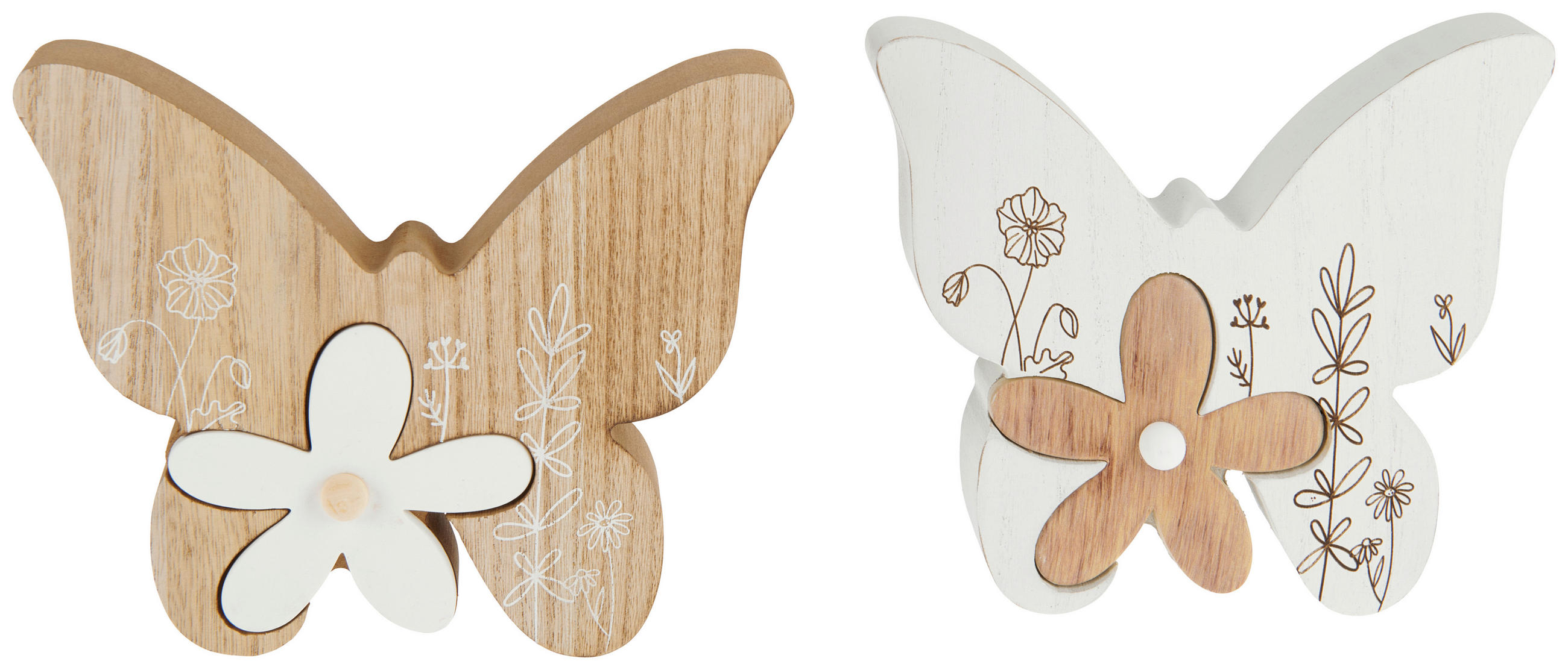 DEKORATIONSFJÄRIL - vit/naturfärgad, Natur, trä/plast (18/2,5/15cm)