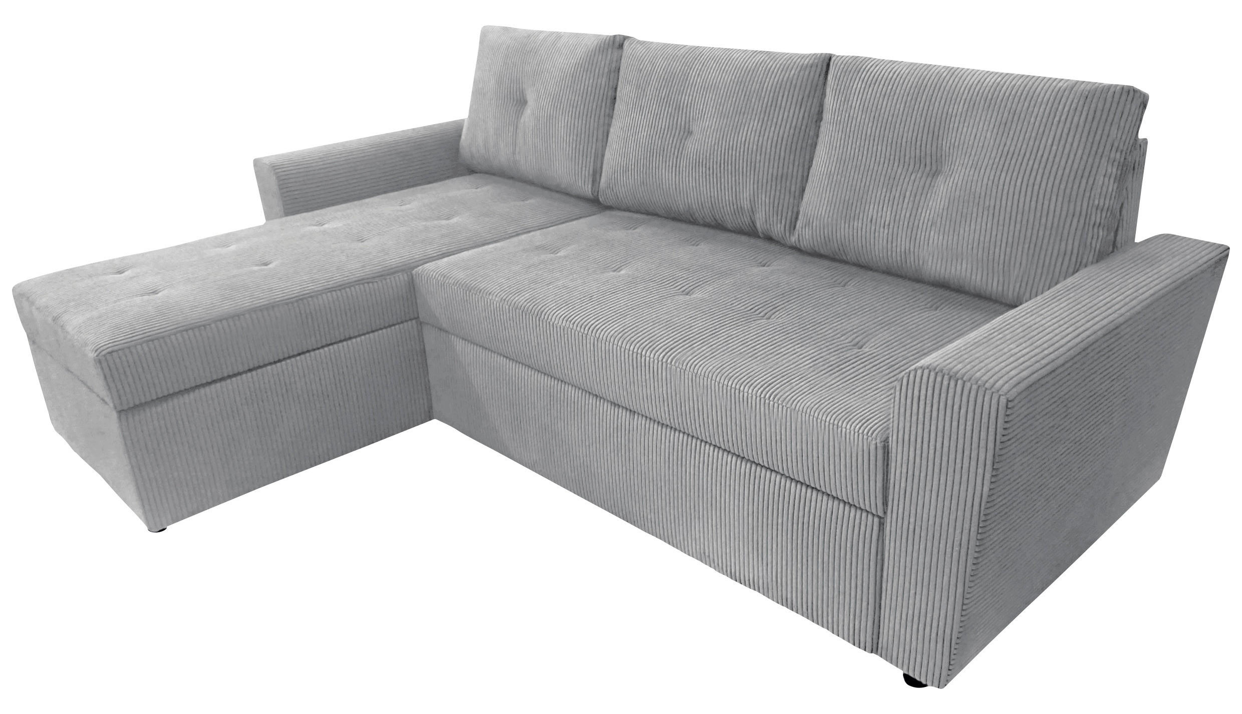 ECKSOFA in Cord Hellgrau 155/231 cm - Hellgrau/Schwarz, Design, Kunststoff/Textil (155/231cm) - MID.YOU