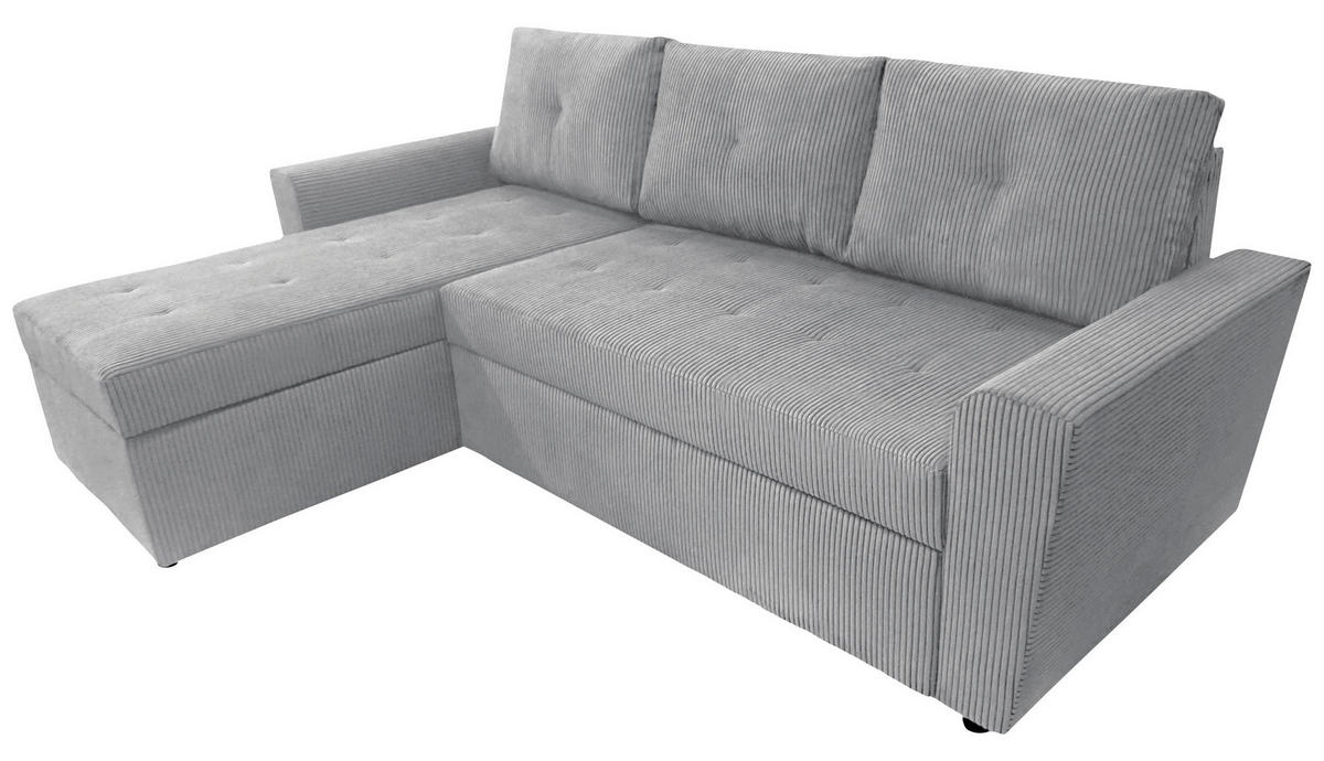 ECKSOFA in Cord Hellgrau  155/231 cm  - Hellgrau/Schwarz, Design, Kunststoff/Textil (155/231cm) - MID.YOU