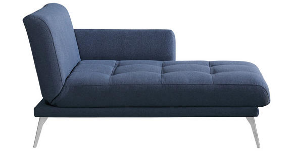 RÉCAMIERE Amira in Flachgewebe Dunkelblau  - Chromfarben/Dunkelblau, KONVENTIONELL, Textil/Metall (200/85/106cm) - Novel