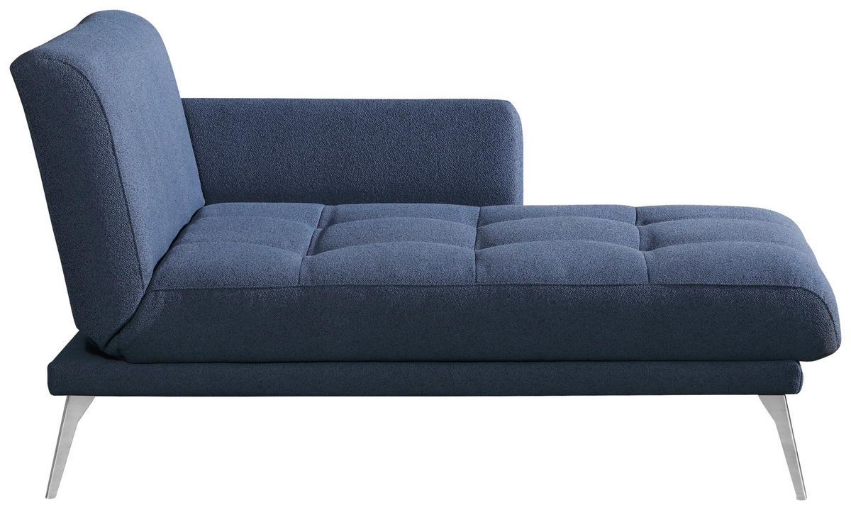 RÉCAMIERE Flachgewebe Dunkelblau  - Chromfarben/Dunkelblau, Konventionell, Textil/Metall (200/85/106cm) - Novel