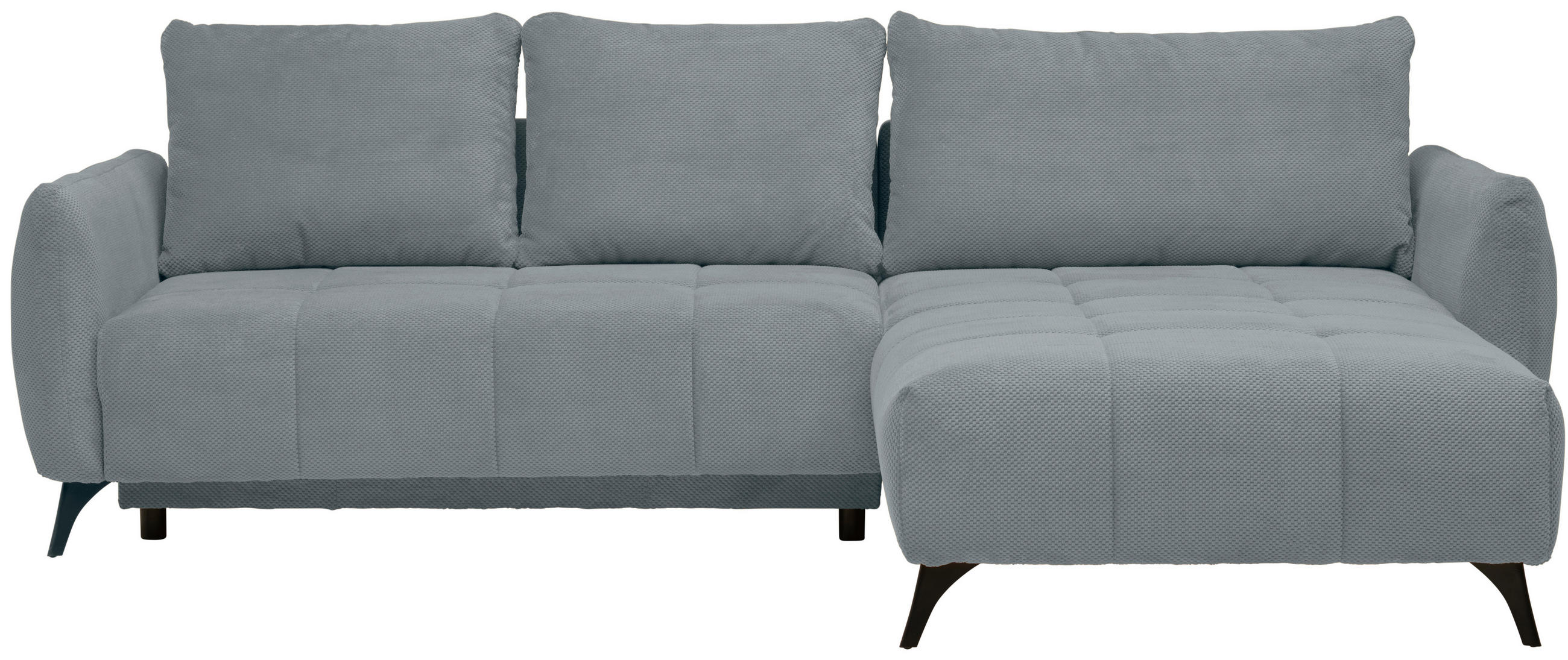 ECKSOFA inkl. Funktionen Grau Struktur, Plüsch  - Schwarz/Grau, Design, Textil/Metall (287/197cm) - Stylife