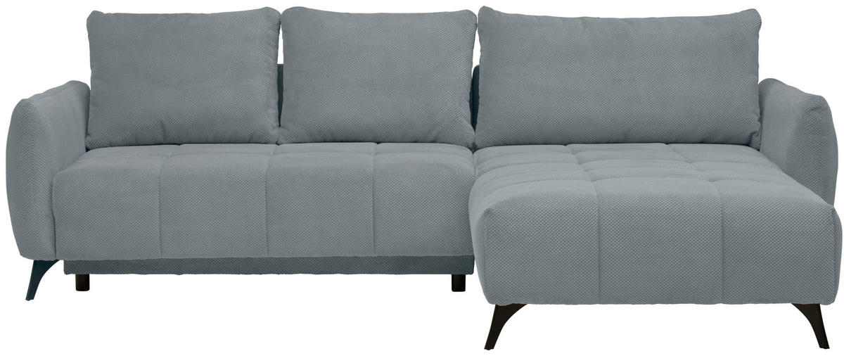 ECKSOFA inkl. Funktionen Grau Struktur, Plüsch  - Schwarz/Grau, Design, Textil/Metall (287/197cm) - Stylife