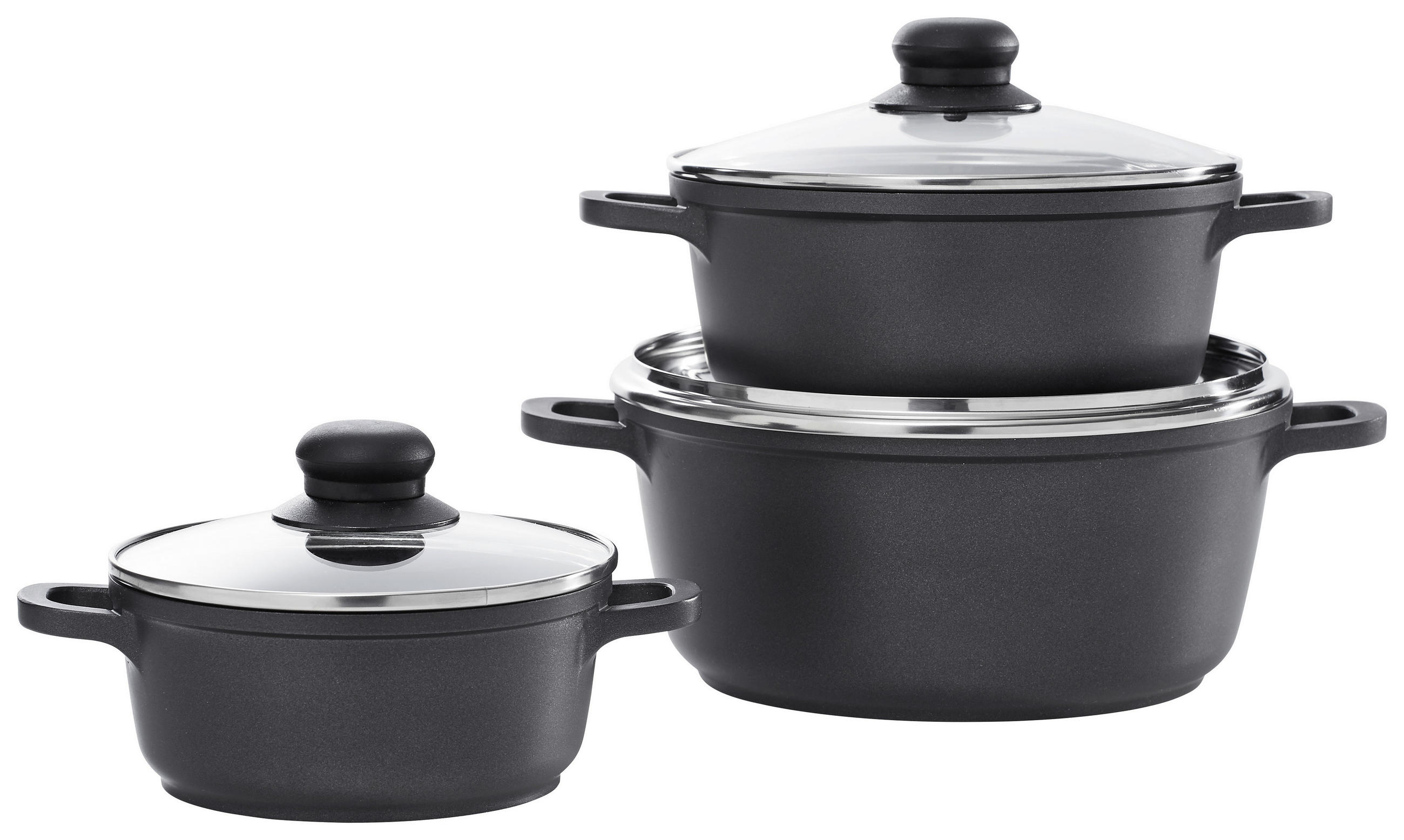 SET DE OALE 3 piese  - străveziu/culoare inox, Konventionell, plastic/sticlă - Homeware Profession.