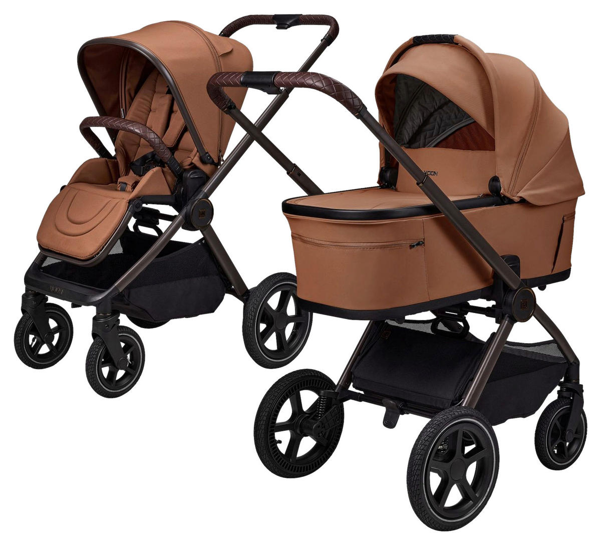 KINDERWAGENSET  GIO FOLD SET AIR  cognac  - Cognac/Braun, Basics, Textil/Metall (120/58/92cm) - Moon Edition