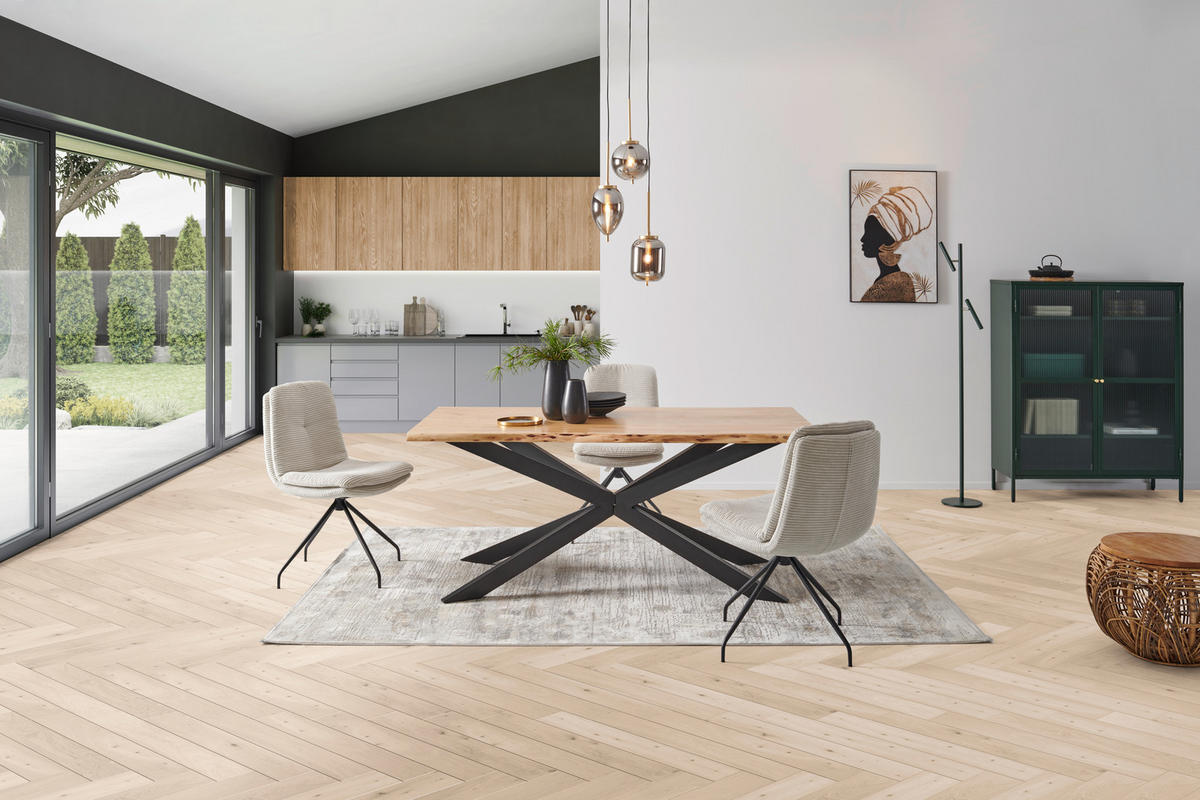 ESSTISCH in Holz, Metall   - Schwarz/Naturfarben, Natur, Holz/Metall (180/78/90cm) - Livetastic