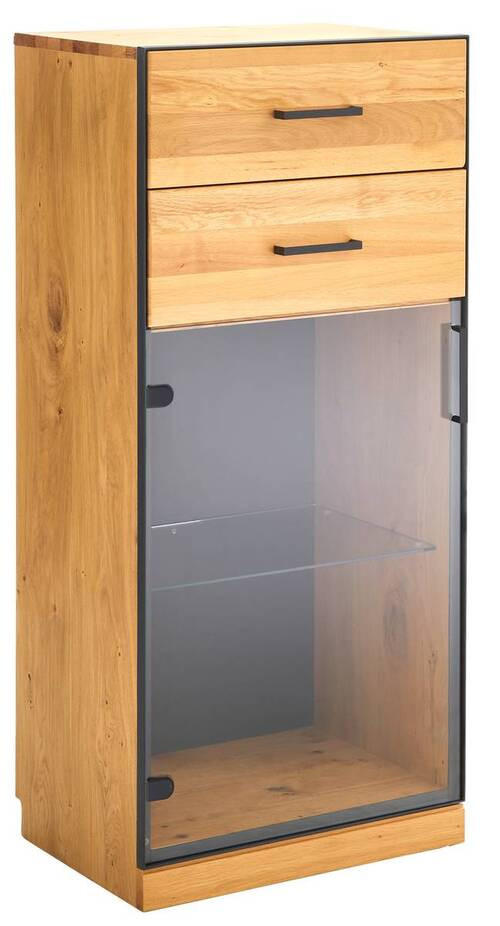 KOMMODE  in 55/122/40 cm  - Eichefarben/Anthrazit, Natur, Glas/Holz (55/122/40cm) - Linea Natura