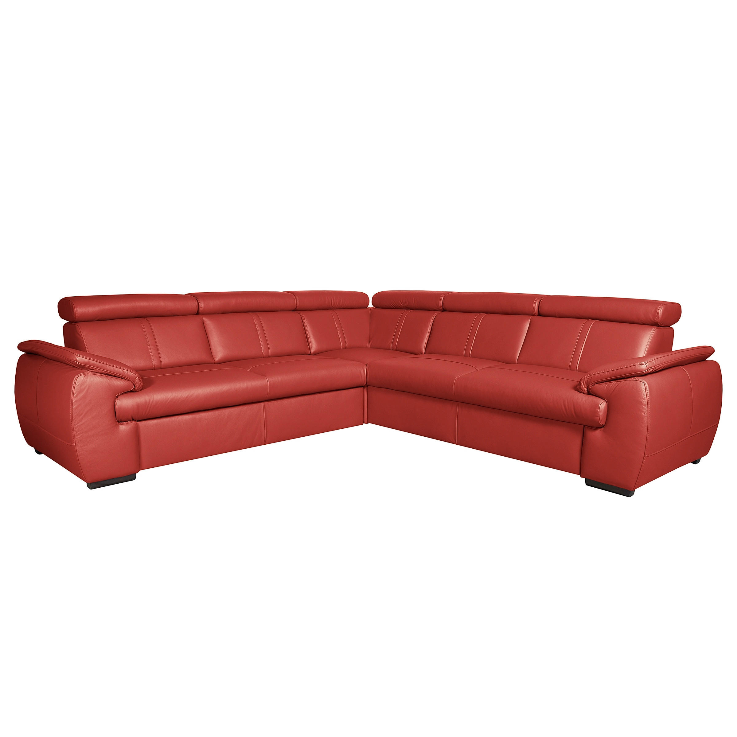 ECKSOFA  in Echtleder Rot  - Rot/Schwarz, Design, Leder/Holz (265/265cm) - Livetastic