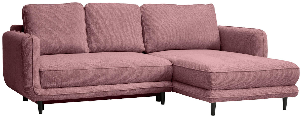 ECKSOFA in Struktur Altrosa  - Schwarz/Altrosa, Konventionell, Holz/Textil (247/170cm) - Carryhome