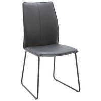 STUHL  in Eisen Echtleder pigmentiert  - Design, Leder/Metall (46/93/57cm) - Dieter Knoll