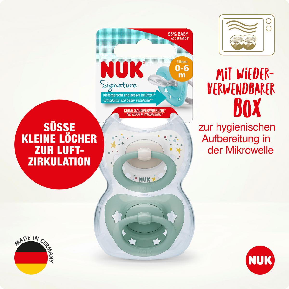 SCHNULLER 0 Monat(e)  - Basics, Kunststoff (5,3/6/13,5cm) - NUK
