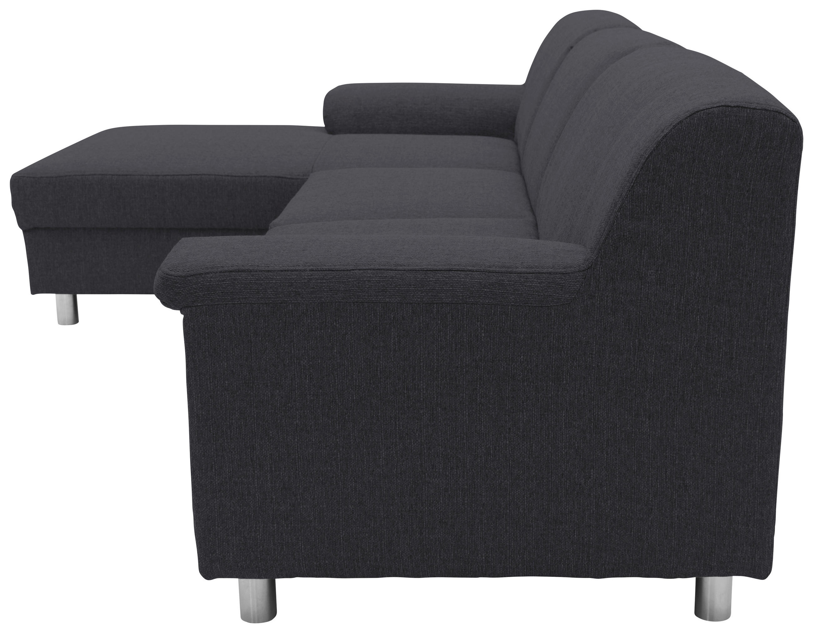 Ecksofa Schlammfarben Webstoff  - Chromfarben/Schlammfarben, KONVENTIONELL, Textil/Metall (150/251cm) - MID.YOU