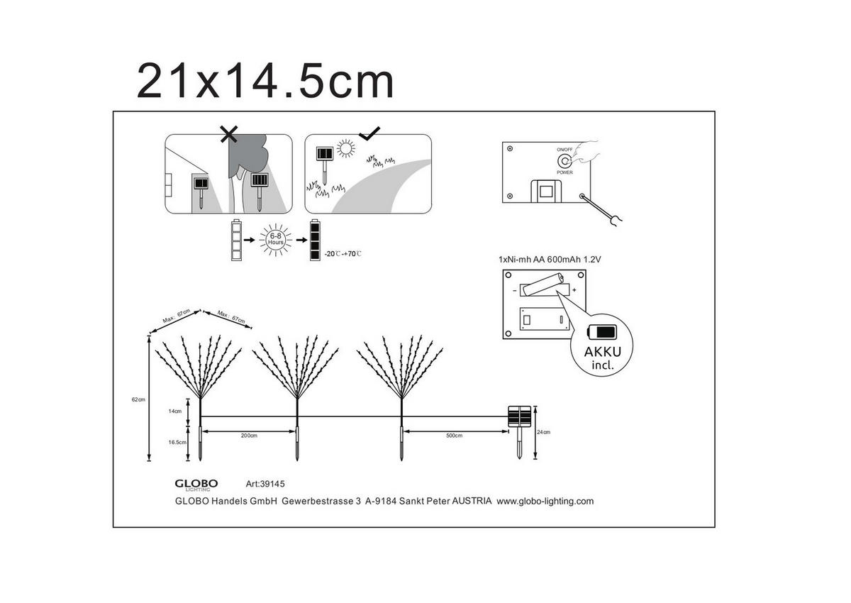 SOLARLEUCHTE 900/62 cm   - Braun, Basics, Kunststoff (900/62cm) - Globo