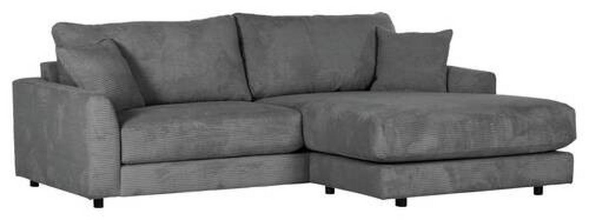 ECKSOFA in Cord Anthrazit  - Anthrazit/Schwarz, Design, Kunststoff/Textil (240/175cm) - Landscape