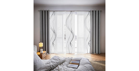 FLÄCHENVORHANG in Grau, Weiß halbtransparent - Weiß/Grau, Design, Textil (60/245cm) - Novel