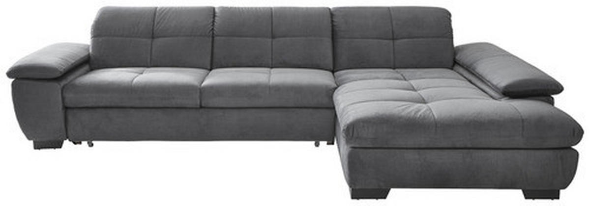 ECKSOFA, velur siva  - črna/siva, Design, tekstil (297/204cm) - Xora