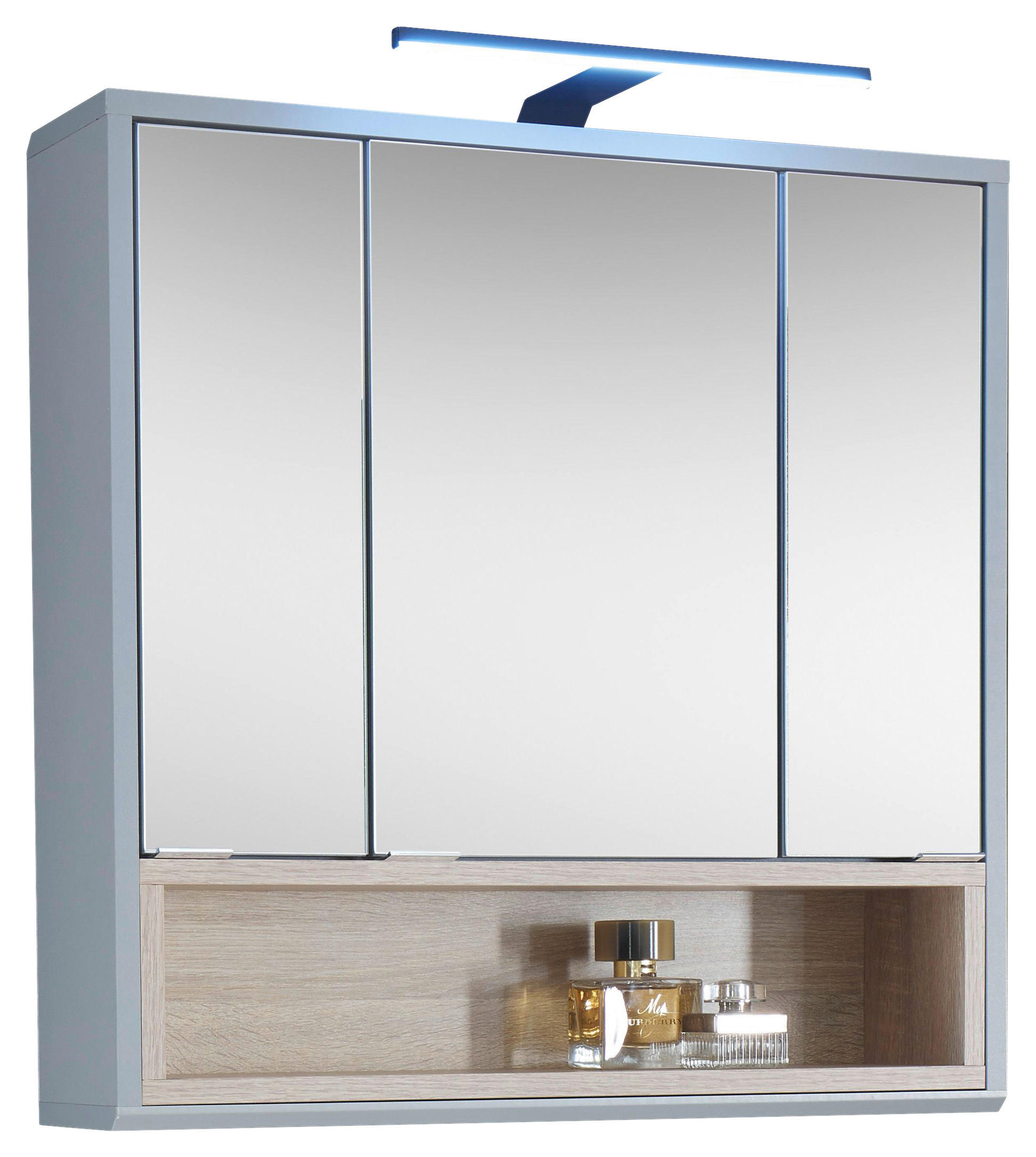 SPIEGELSCHRANK 65/65/16 cm  - Silberfarben/Grau, Natur, Glas/Holzwerkstoff (65/65/16cm) - home24