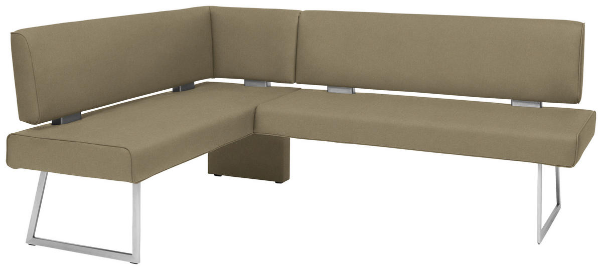 ECKBANK 137/219 cm  in Grün, Edelstahlfarben  - Edelstahlfarben/Grün, Design, Textil/Metall (137/219cm) - Dieter Knoll