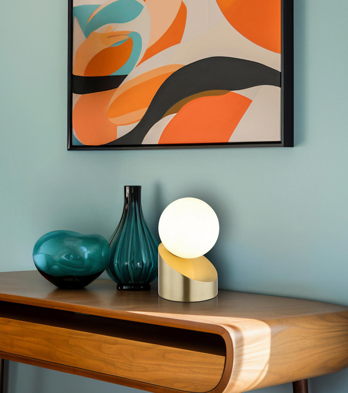 LED-TISCHLEUCHTE 10/16 cm   - Messingfarben/Schwarz, Design, Glas/Kunststoff (10/16cm) - Globo