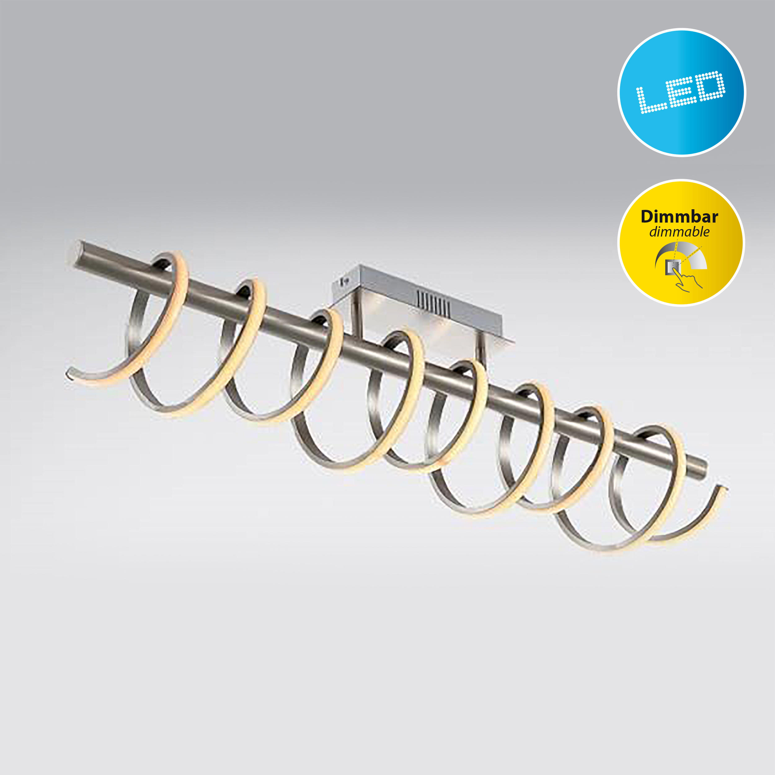 LED-DECKENLEUCHTE 100 cm  cm   - Nickelfarben, Design, Metall (100 cm cm) - Näve